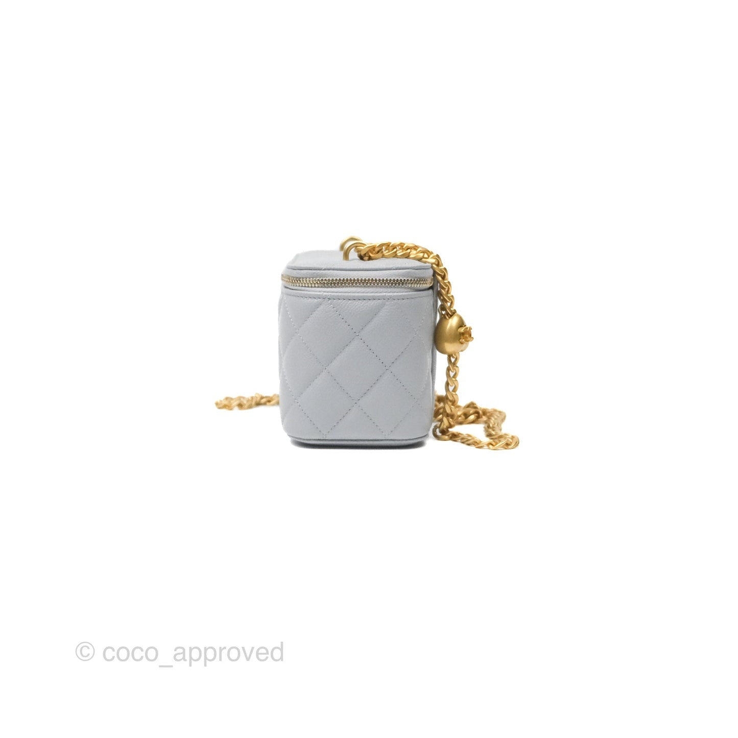 Chanel Vanity with Heart Adjustable Chain Grey Caviar Aged Gold Hardware