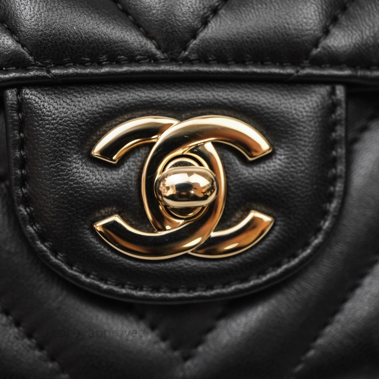 Chanel Quilted Mini Rectangular Chevron Black Lambskin Gold Hardware