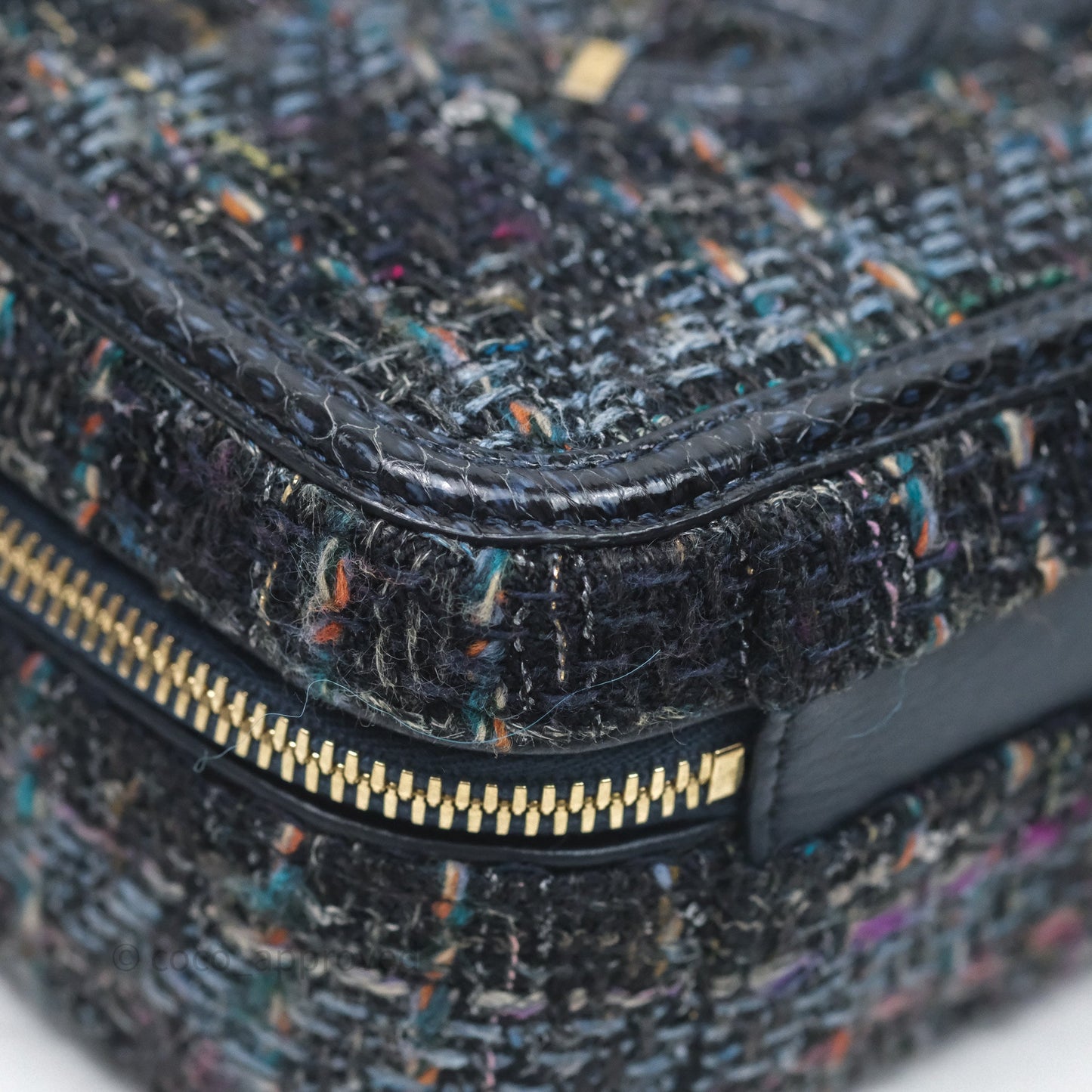 Chanel Medium CC Filigree Vanity Case Navy Tweed Python
