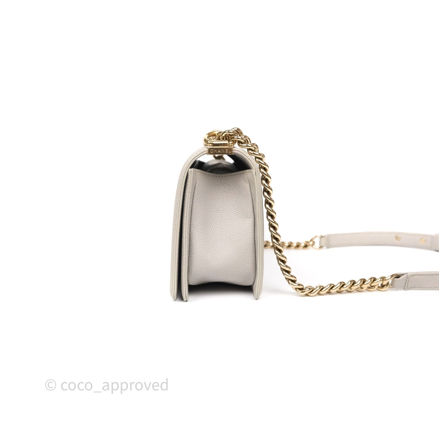 Chanel Medium Boy Quilted Grey Caviar Gold Hardware