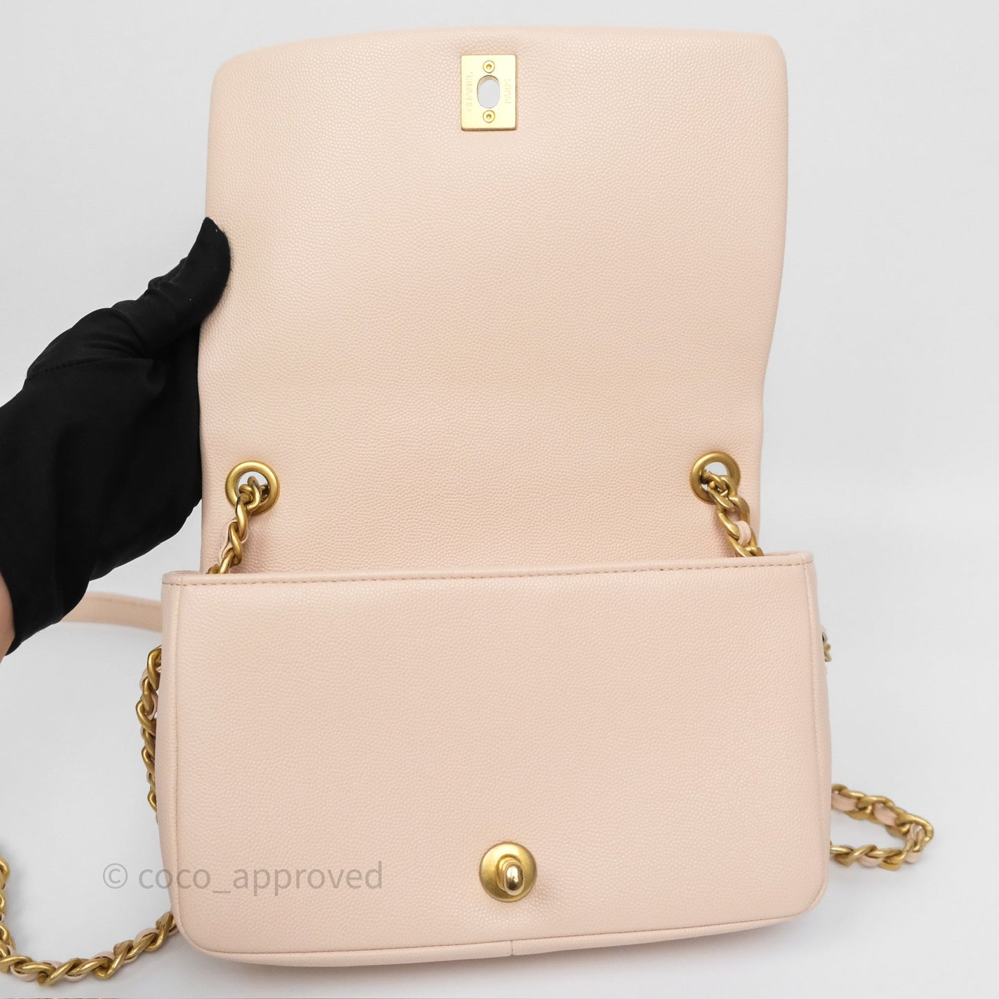 Chanel Small Fashion Therapy Flap Bag Light Pink Caviar Aged Gold Hardware