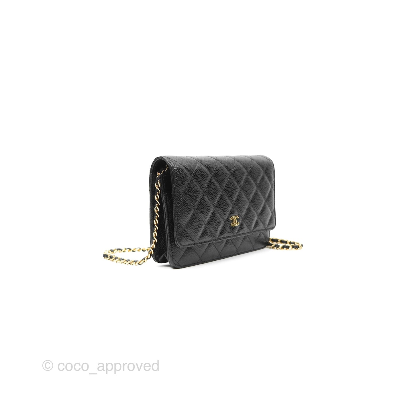 Chanel Quilted Classic Wallet On Chain WOC Black Caviar Gold Hardware