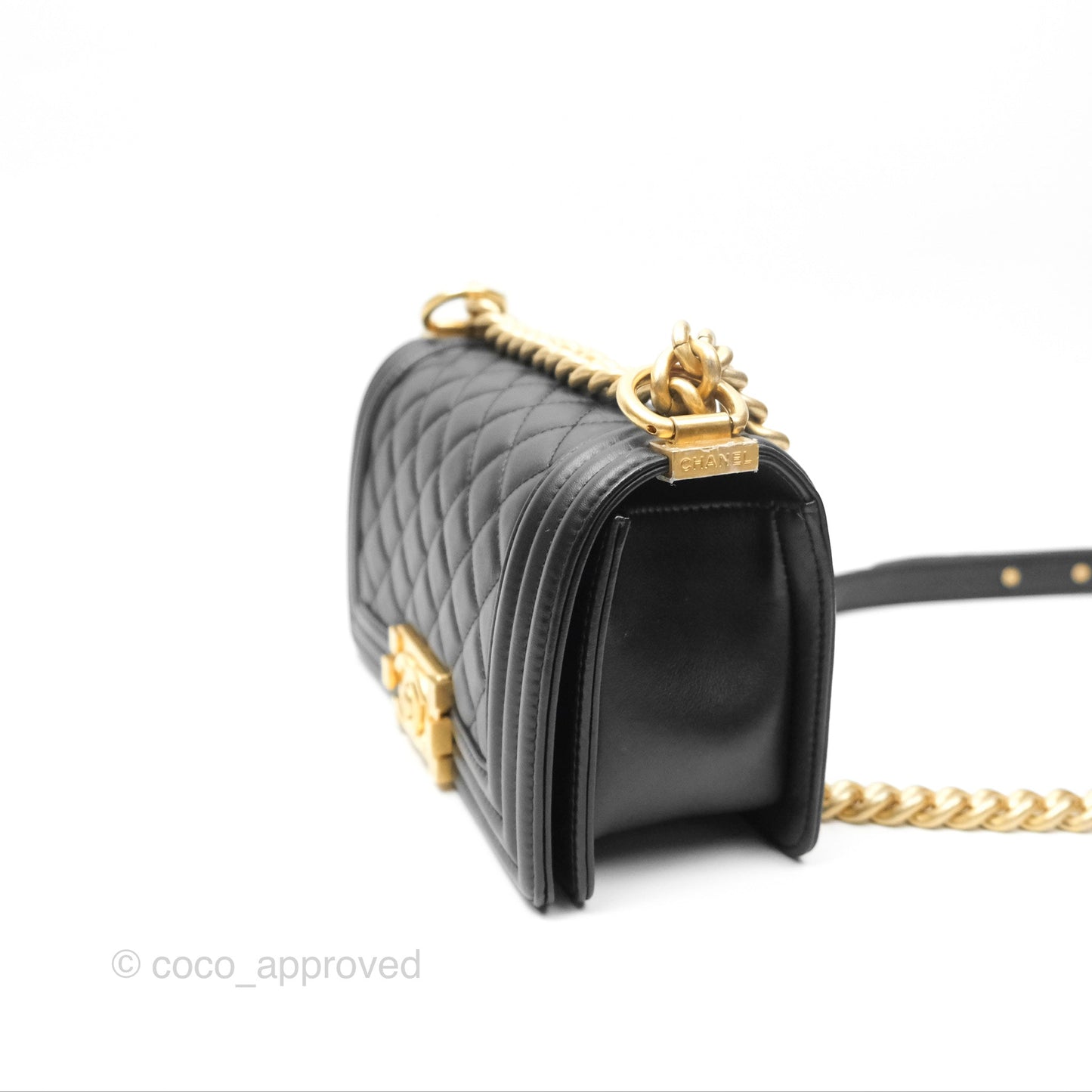 Chanel Small Boy Black Calfskin Gold Hardware