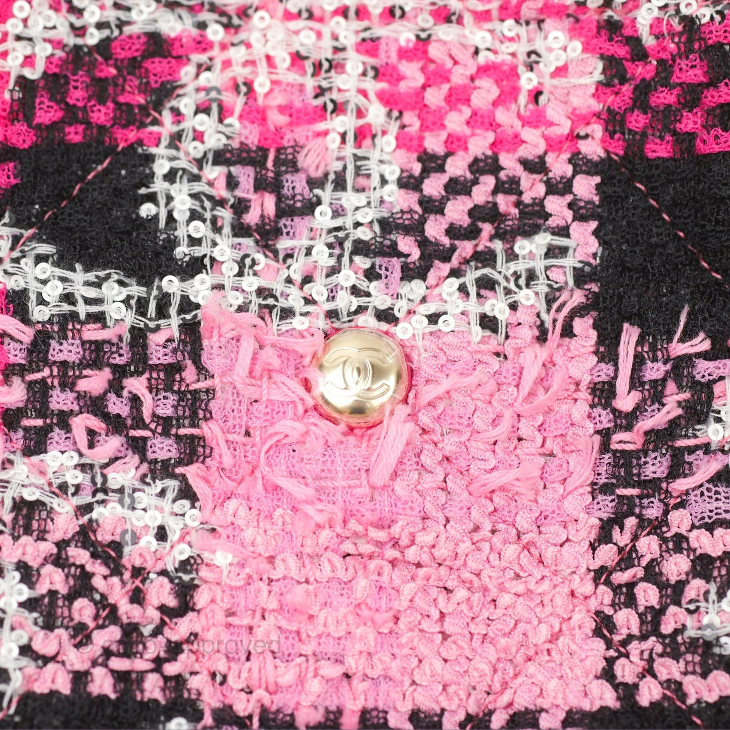 Chanel Coco Beach 2way Crossbody Bag / Foldable Tote Pink Black Grid Tweed