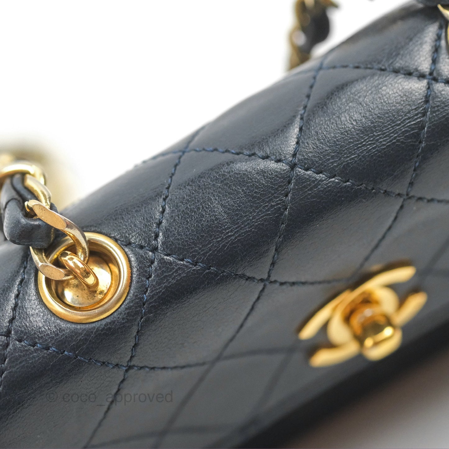 Chanel Mini Dark Navy Lambskin Flap Shoulder Bag 24K Gold Hardware