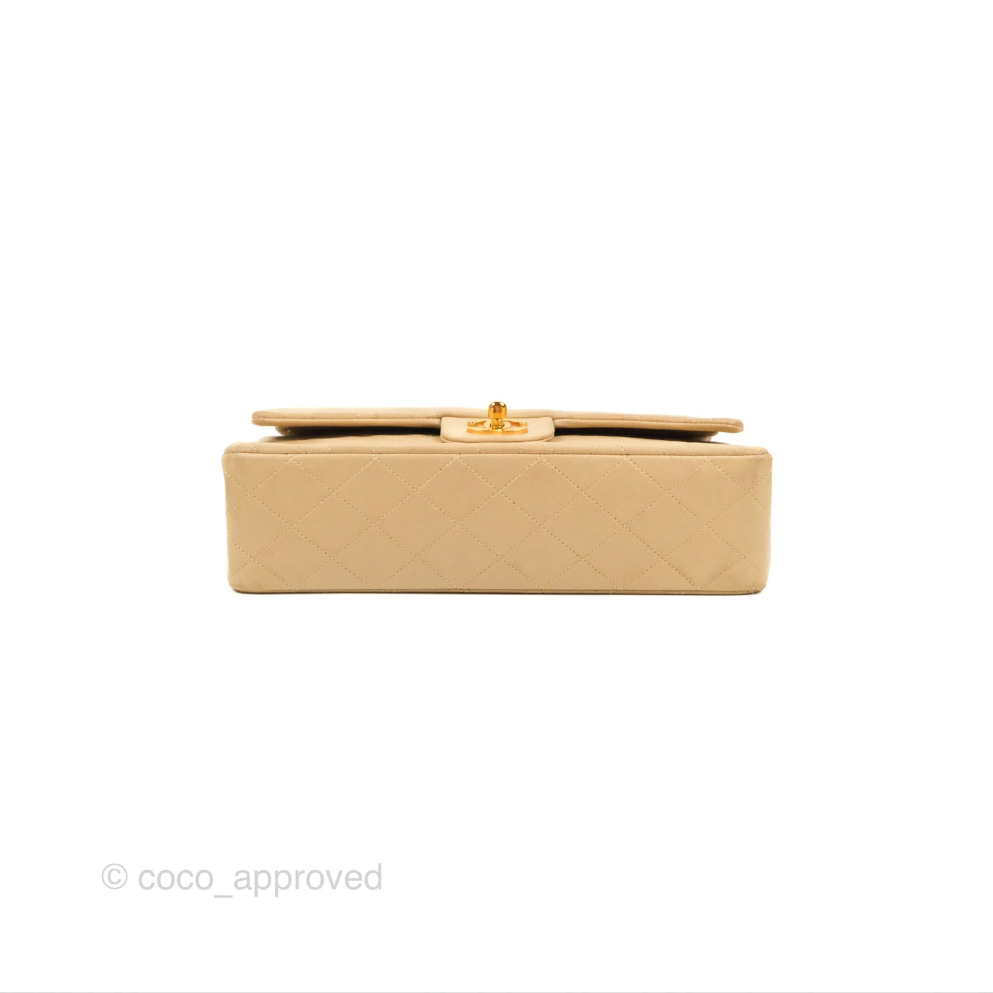 Chanel Vintage Medium Classic Flap Beige Lambskin 24K Gold Hardware