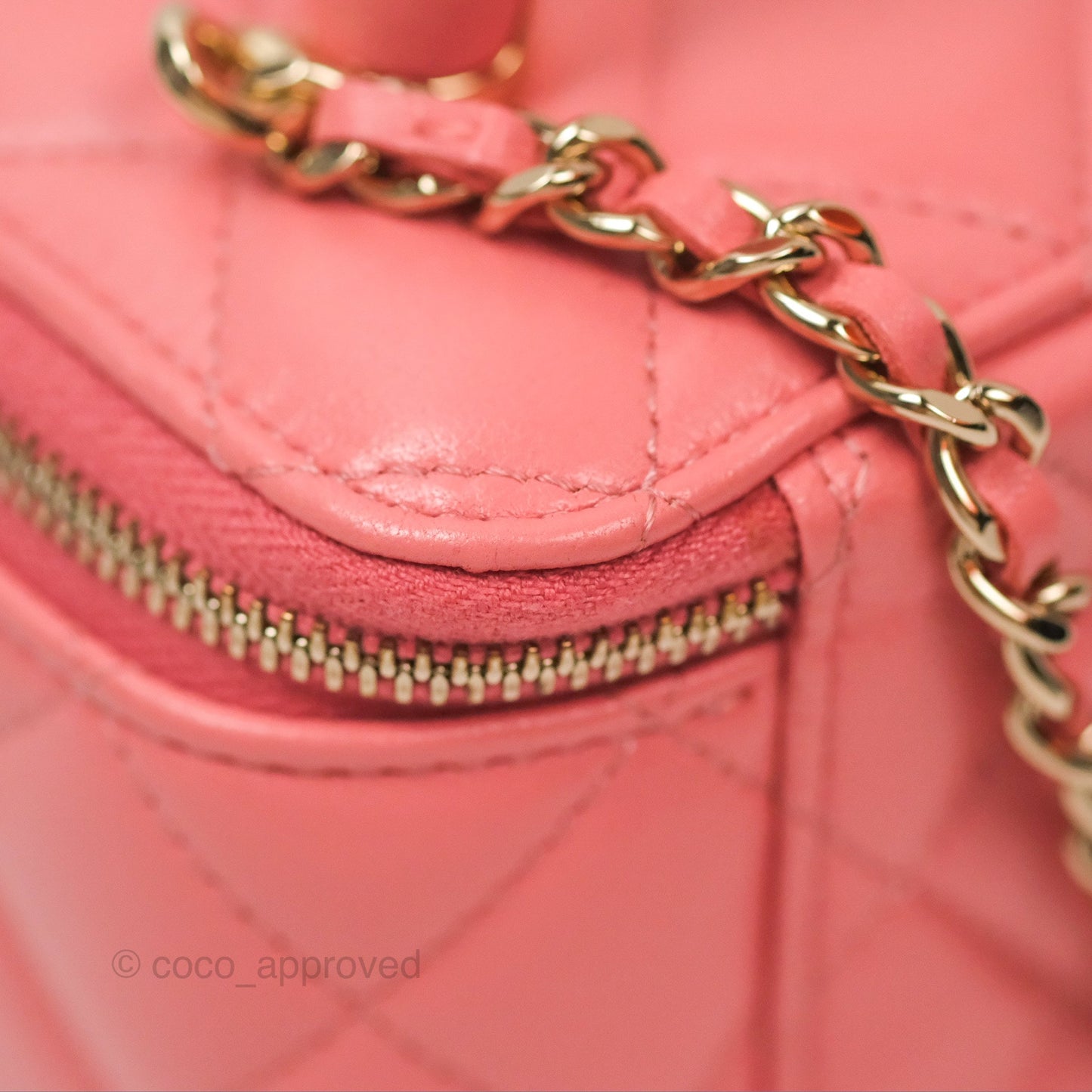 Chanel Vanity Rectangular Top Handle Pink Lambskin Gold Hardware