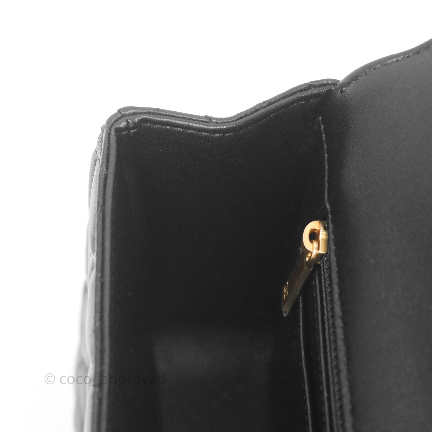 Chanel Logo Top Handle Small Flap Bag Black Lambskin Gold Hardware 24C