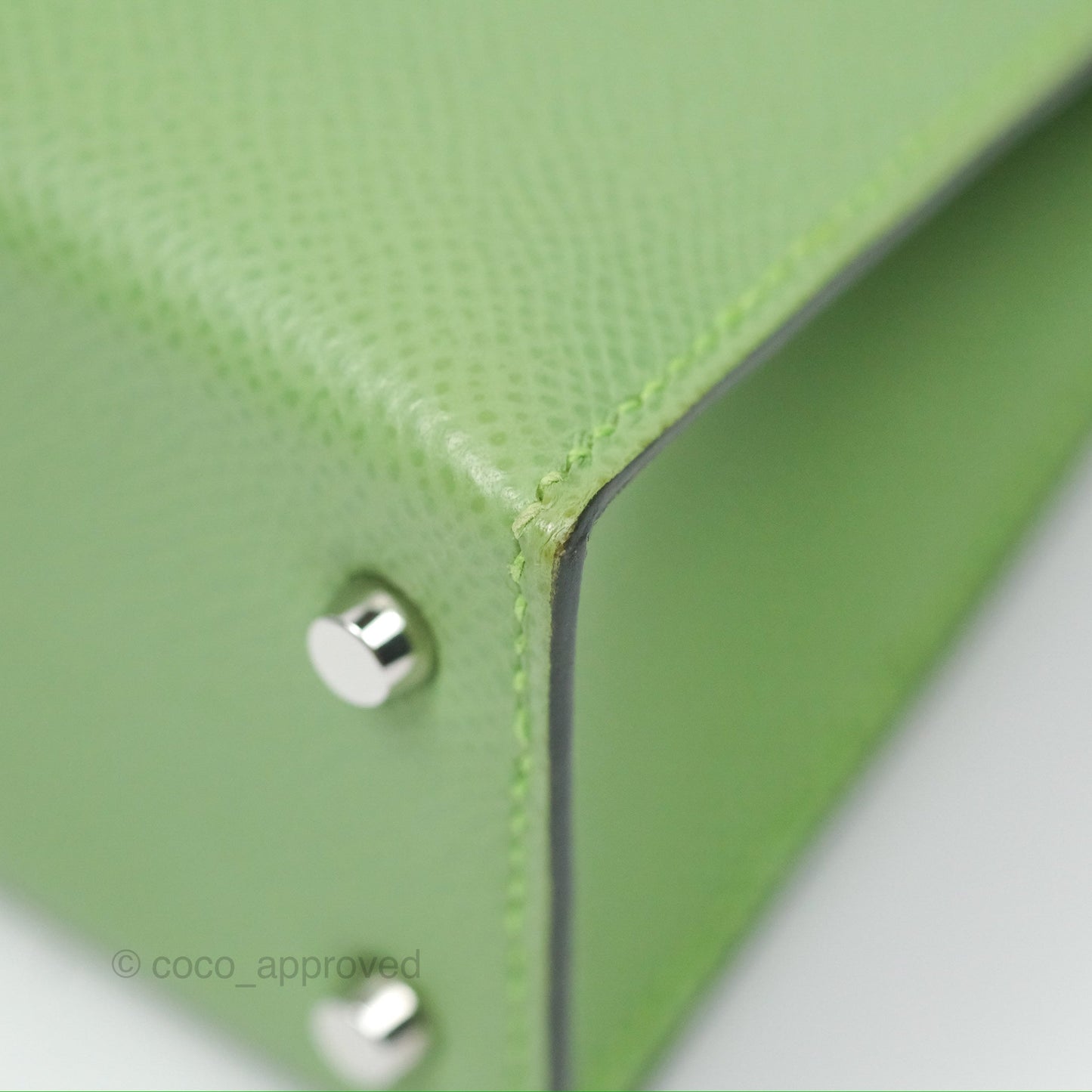 Hermès Mini Kelly II Vert Criquet Epsom Palladium Hardware