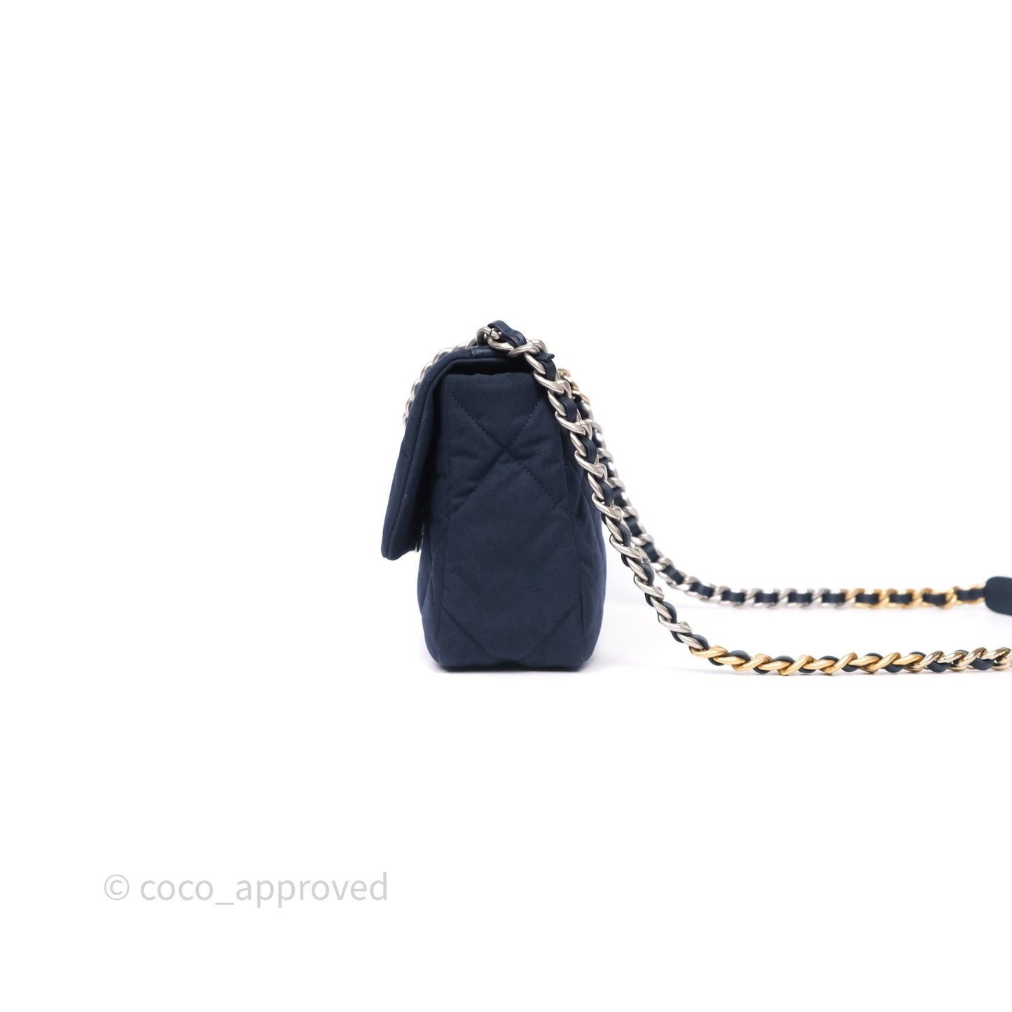 Chanel 19 Small Dark Navy Fabric Mixed Hardware