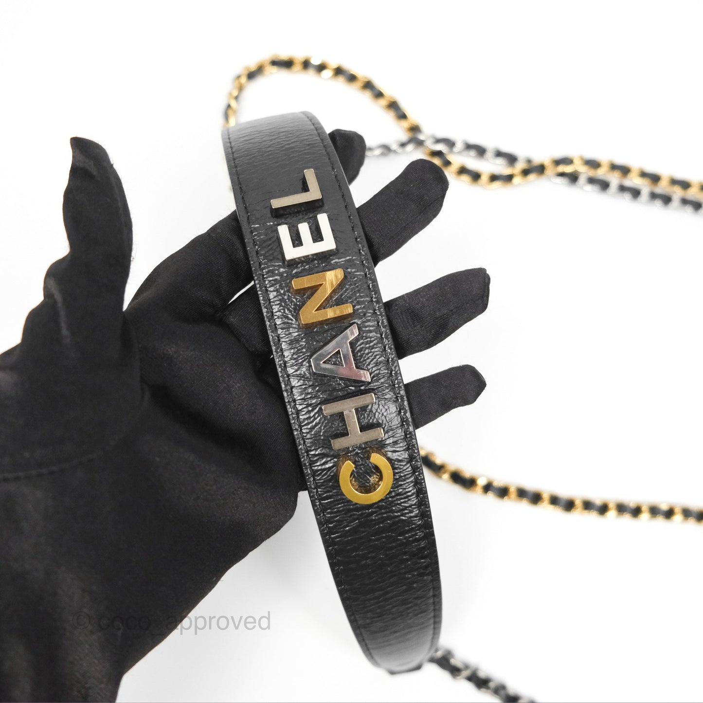 Chanel Gabrielle Clutch With Logo Strap Aged Calfskin Black Mixed Hardware