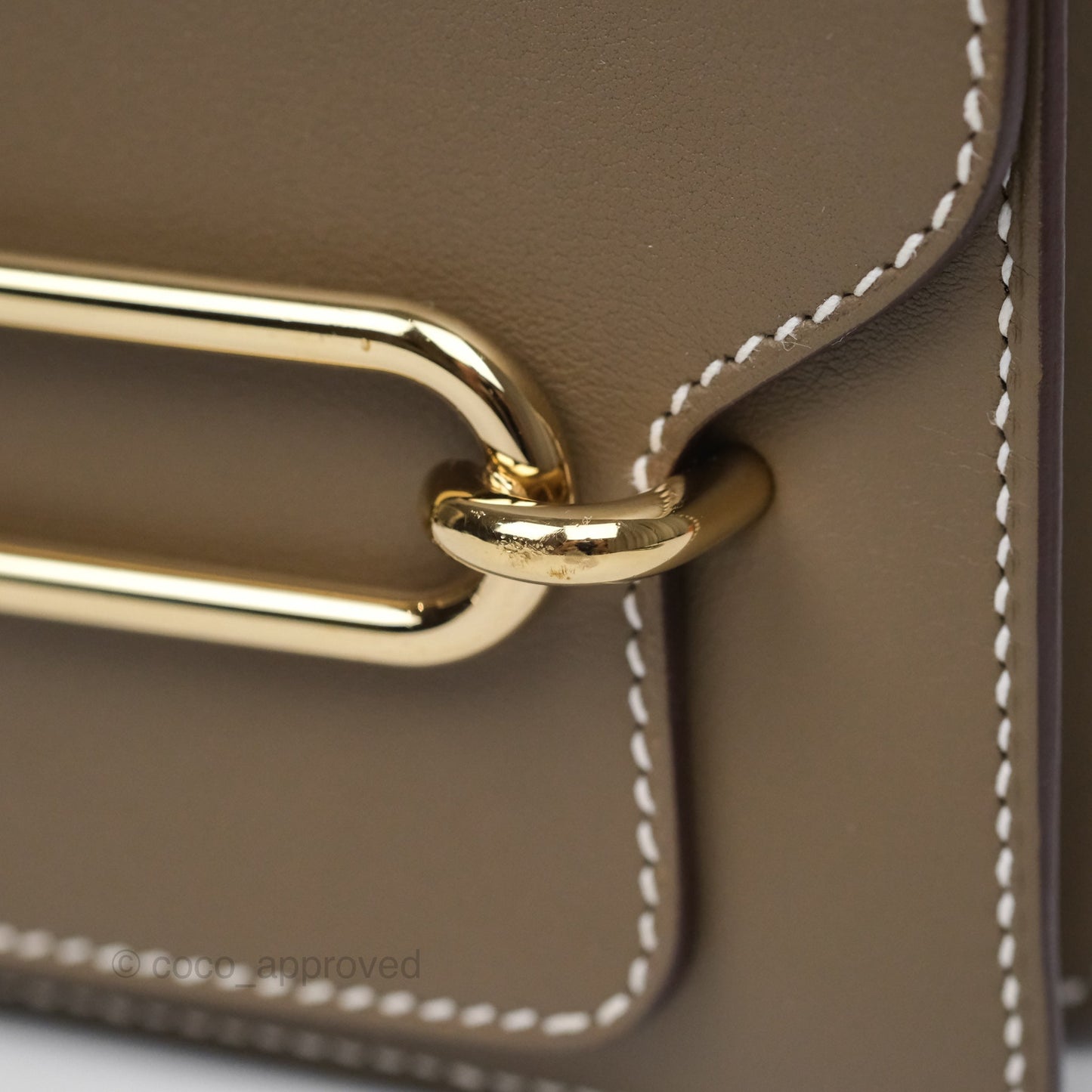 Hermès Roulis Mini 18 Etoupe 18 Swift Gold Hardware