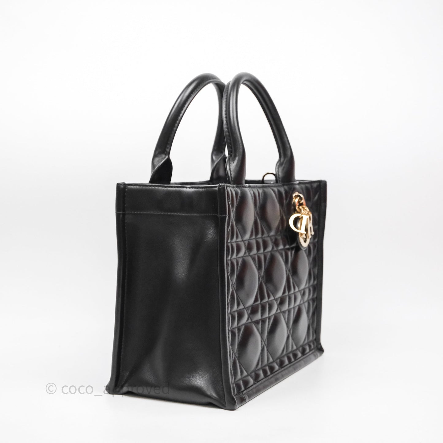 Christian Dior Small Dior Book Tote Black Macrocannage Calfskin Gold Hardware