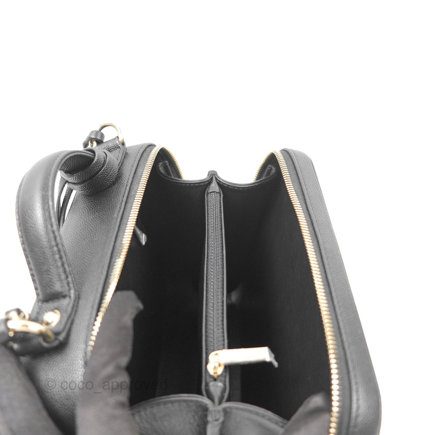 Chanel Quilted Medium CC Filigree Vanity Case Black Caviar Gold Hardware