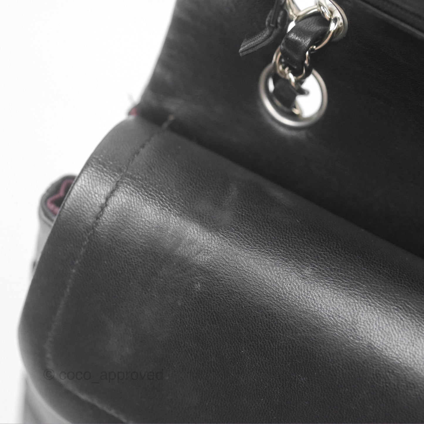 Chanel Classic M/L Medium Flap Quilted Black Lambskin Silver Hardware