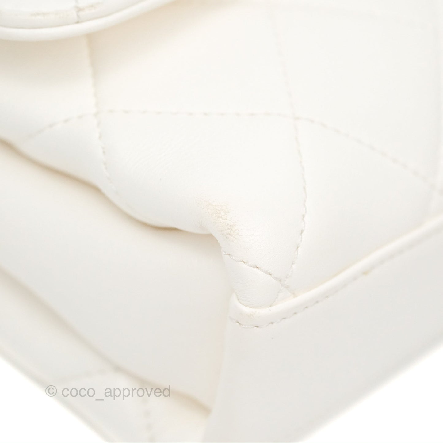 Chanel Crystal Logo Handle Flap Bag White Lambskin 22S
