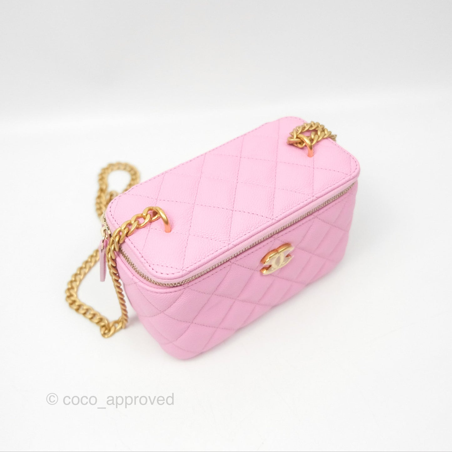 Chanel Vanity Heart Crush Adjustable Chain Pink Caviar Aged Gold Hardware