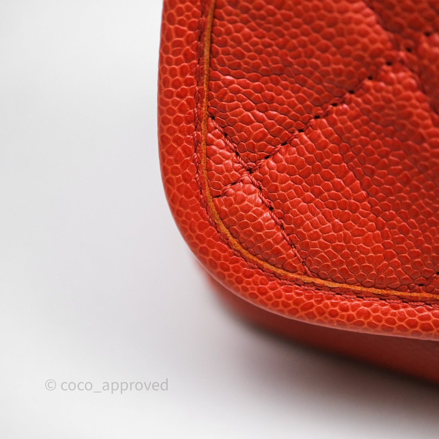 Chanel Flap Bag Caviar Orange Silver Hardware