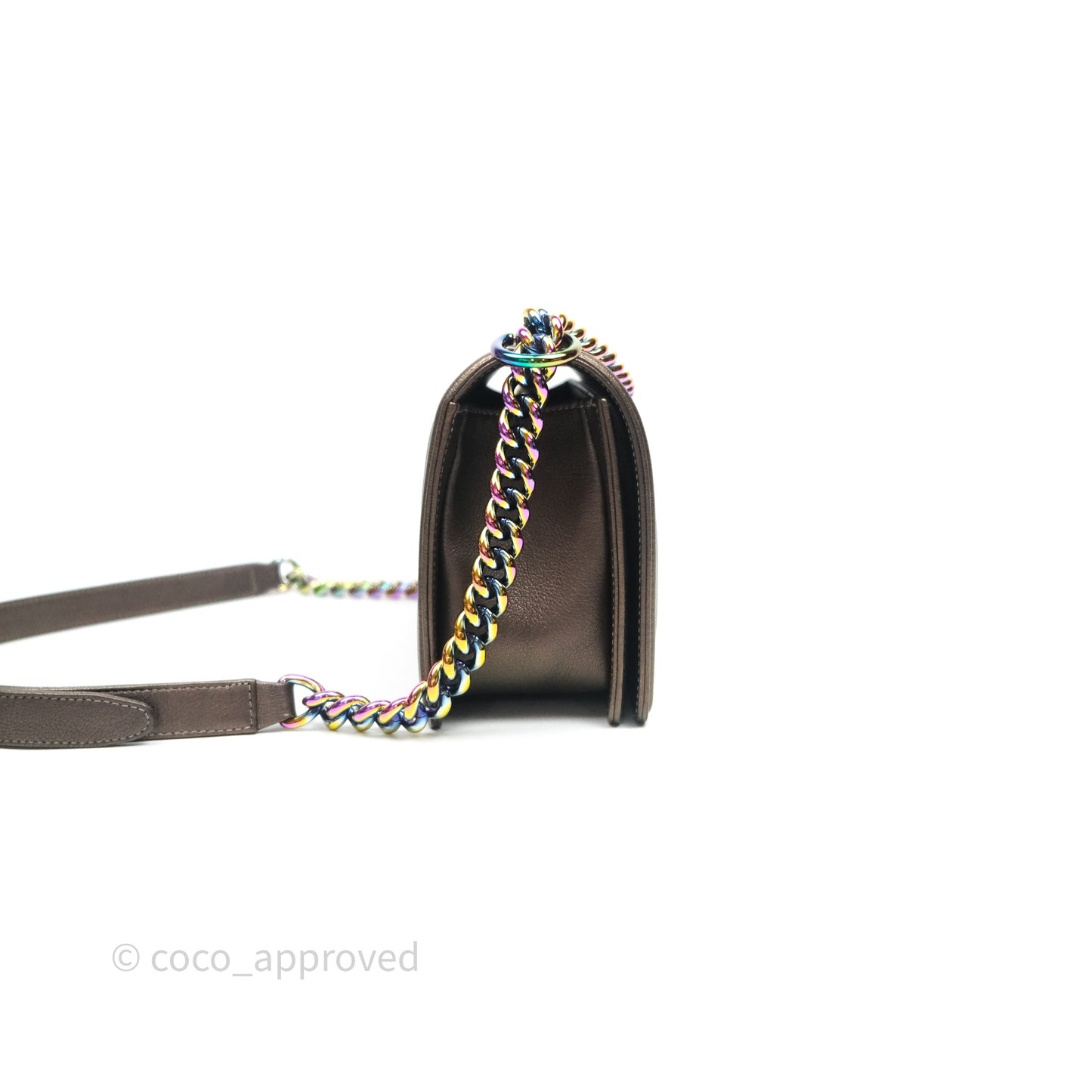 Chanel Quilted Medium Boy Iridescent Bronze Goatskin Rainbow Hardware