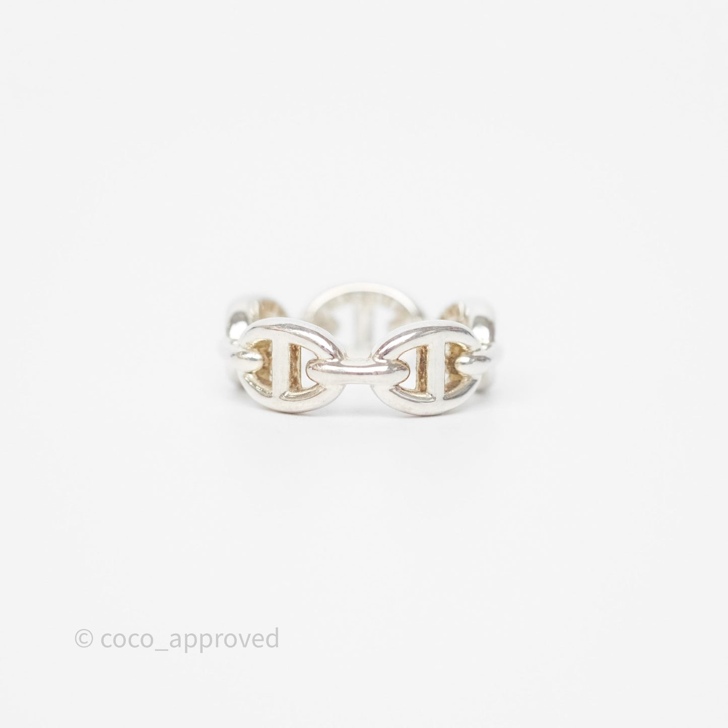Hermès Chaine d'Ancre Enchainee Ring PM Sterling Silver Size 51