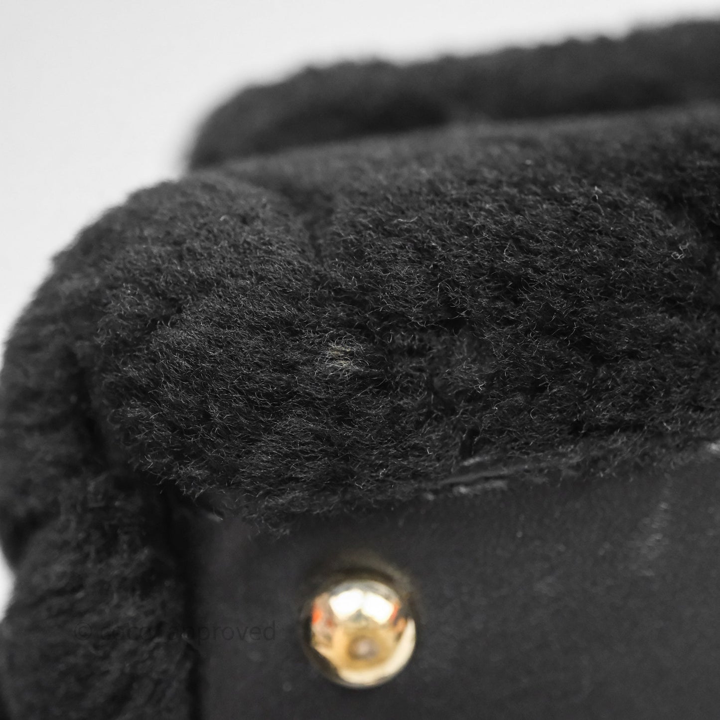 Chanel Small Coco Handle Shearling Black Gold Hardware