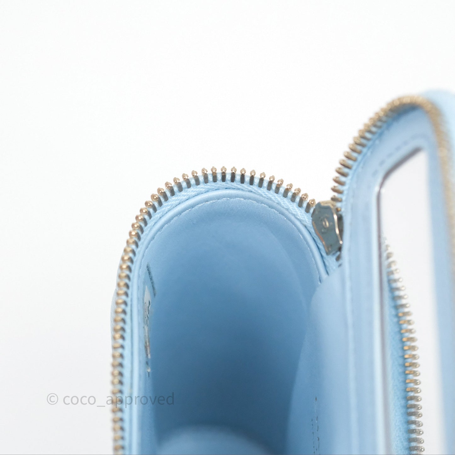 Chanel Classic Mini Vanity With Chain Light Blue Caviar Gold Hardware
