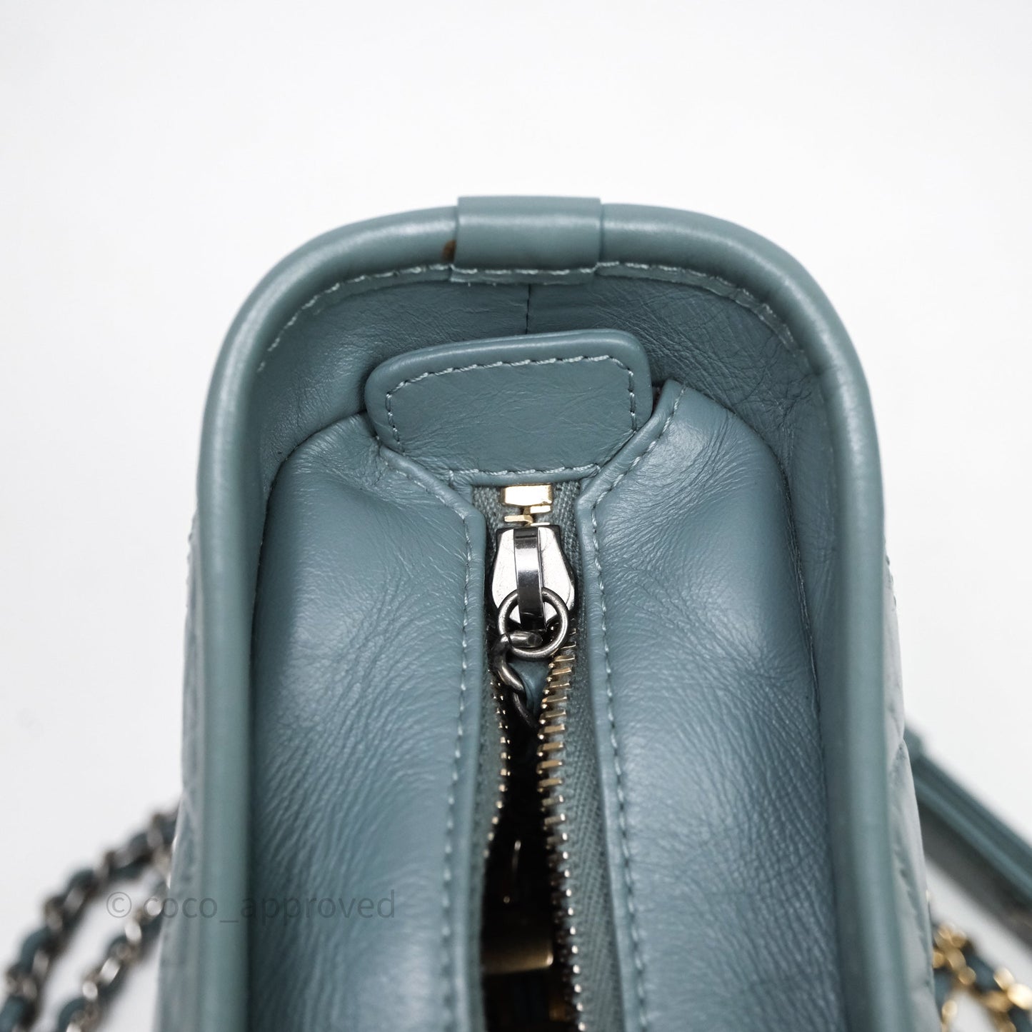 Chanel Small Gabrielle Hobo Quilted Grey Green Aged Calfskin