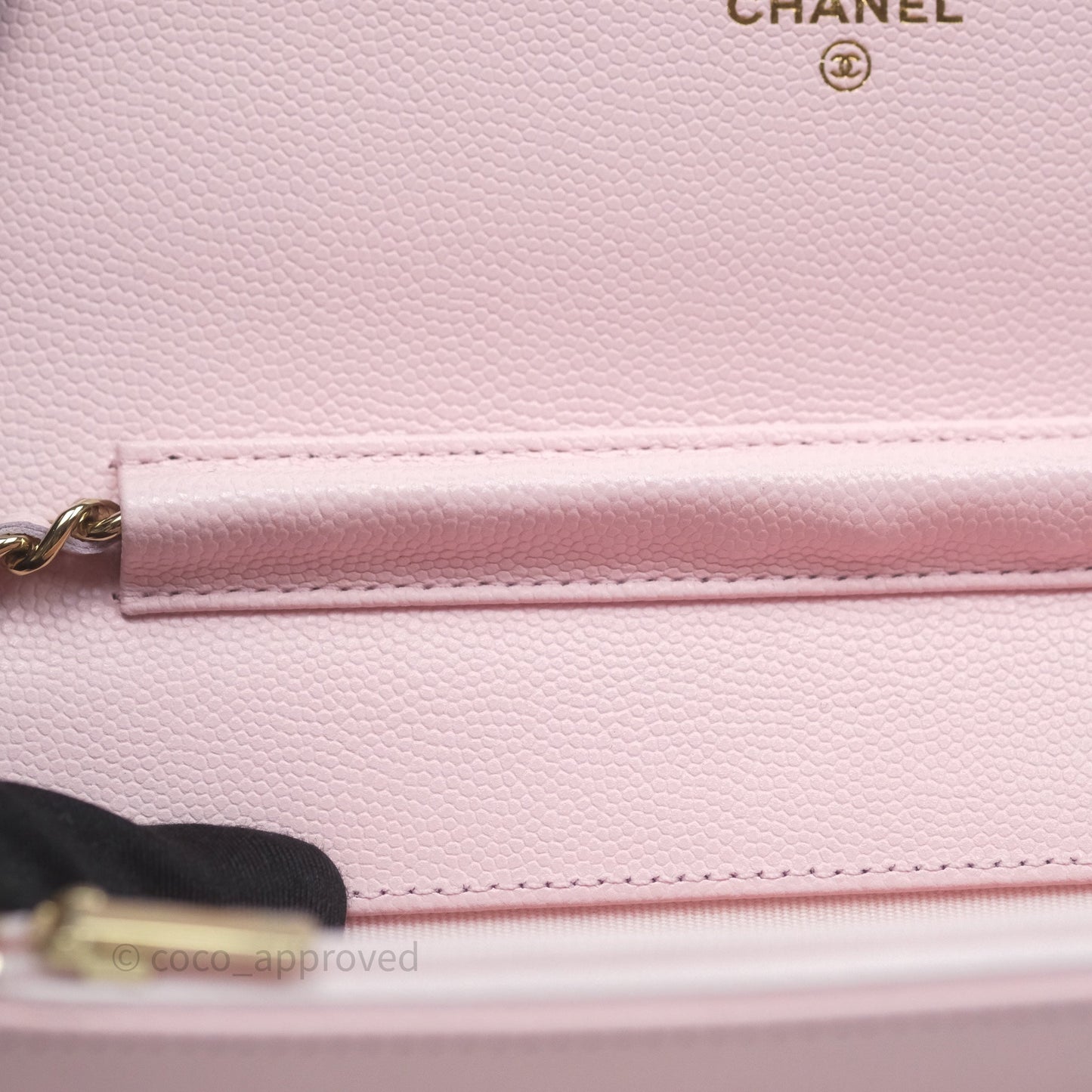 Chanel Classic Quilted Wallet on Chain WOC Light Pink Caviar Gold Hardware