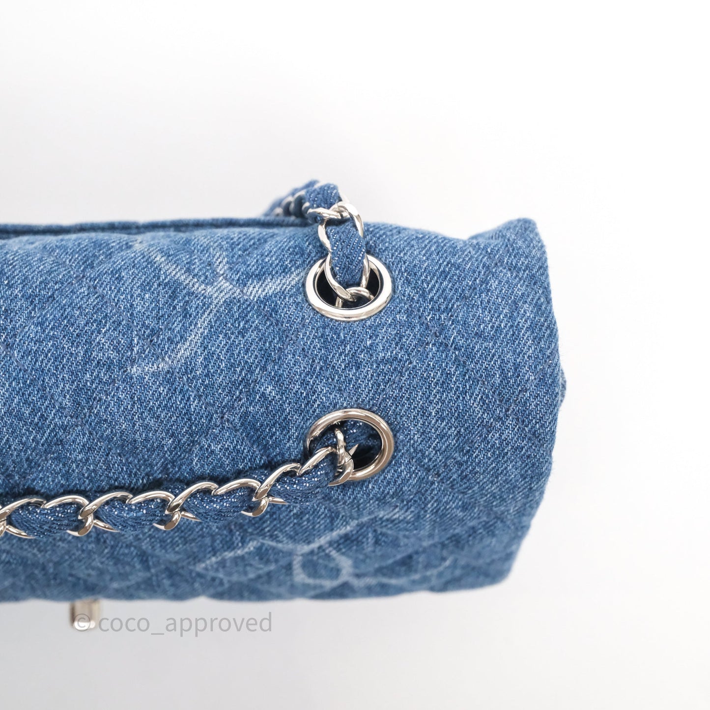 Chanel CC Denim Single Flap Bag Silver Hardware