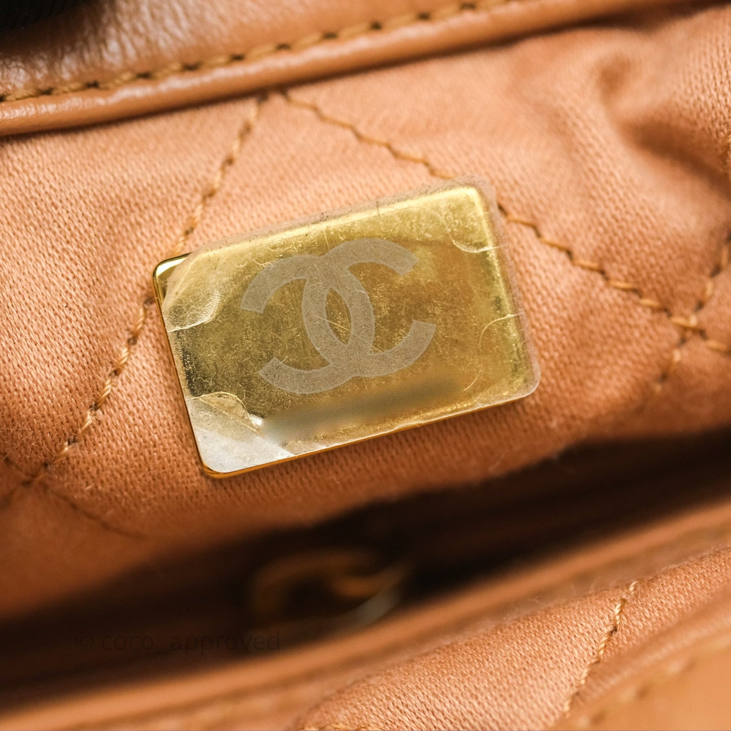 Chanel 22 Small Backpack Camel Shiny Calfskin Gold Hardware