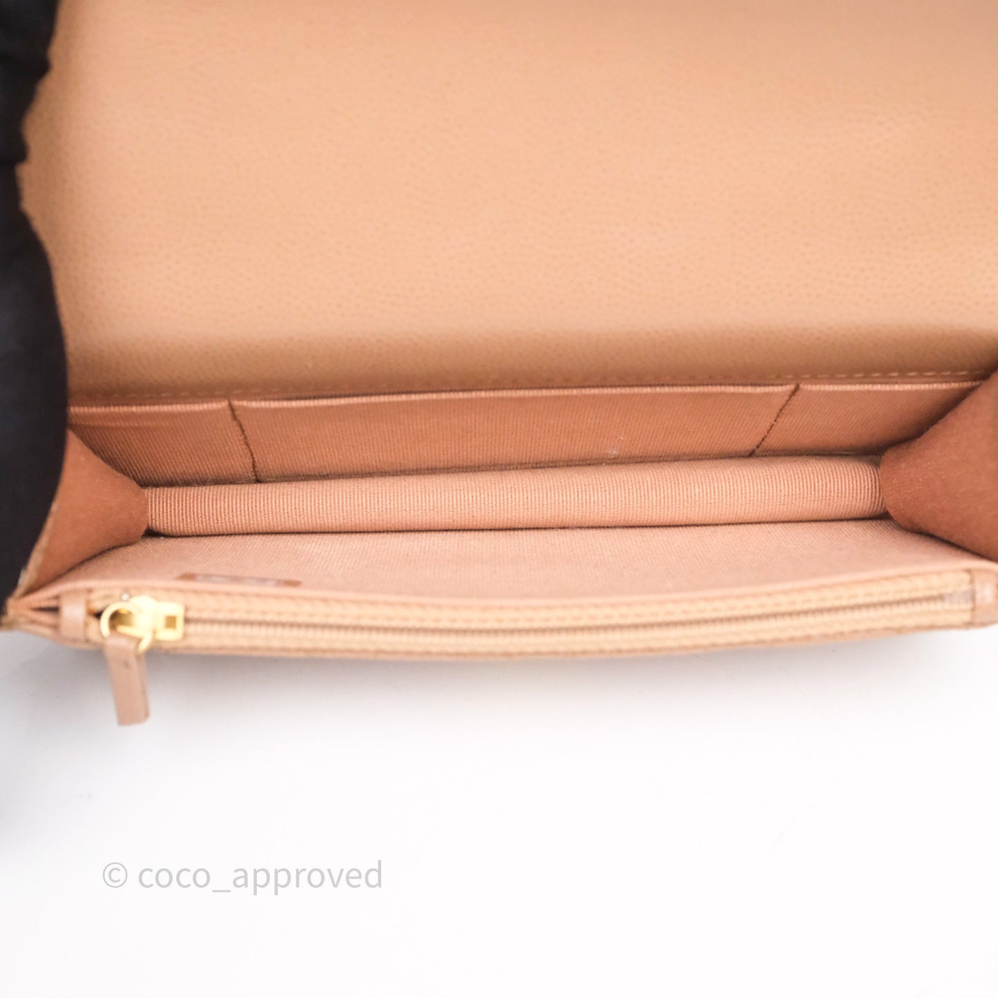 Chanel Coco First Phone Holder Dark Beige Caviar Gold Hardware 22K