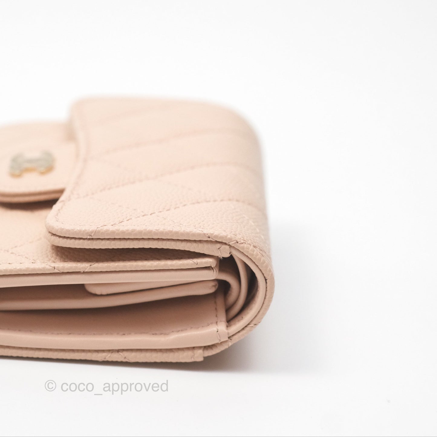 Chanel Classic Short Flap Wallet Beige Pink Caviar Gold Hardware