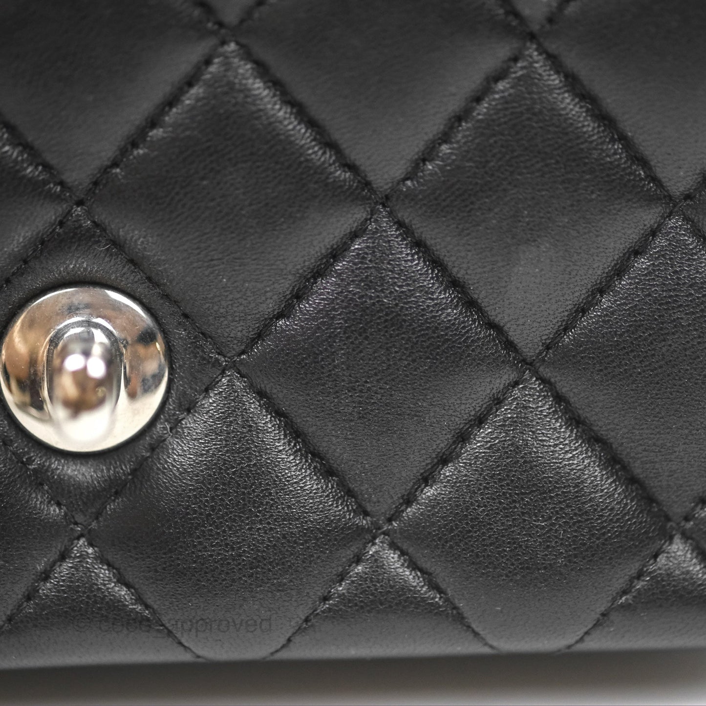 Chanel Mini Square Flap Quilted Black Lambskin Silver Hardware