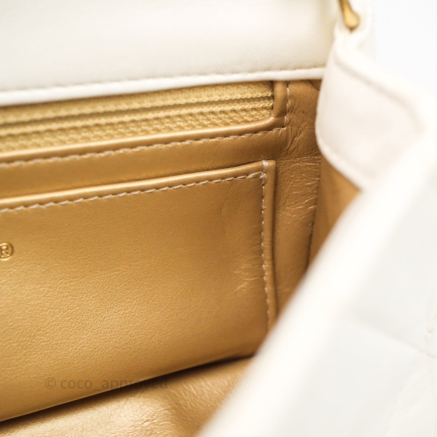 Chanel Mini Rectangular Pearl Crush White Lambskin Aged Gold Hardware