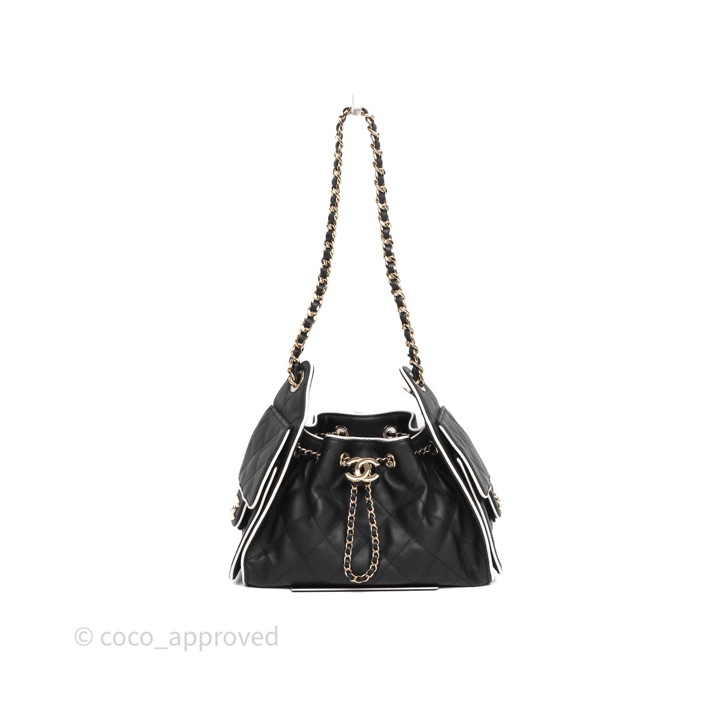 Chanel 25 Mini Bag Black/ White Calfskin Gold Hardware