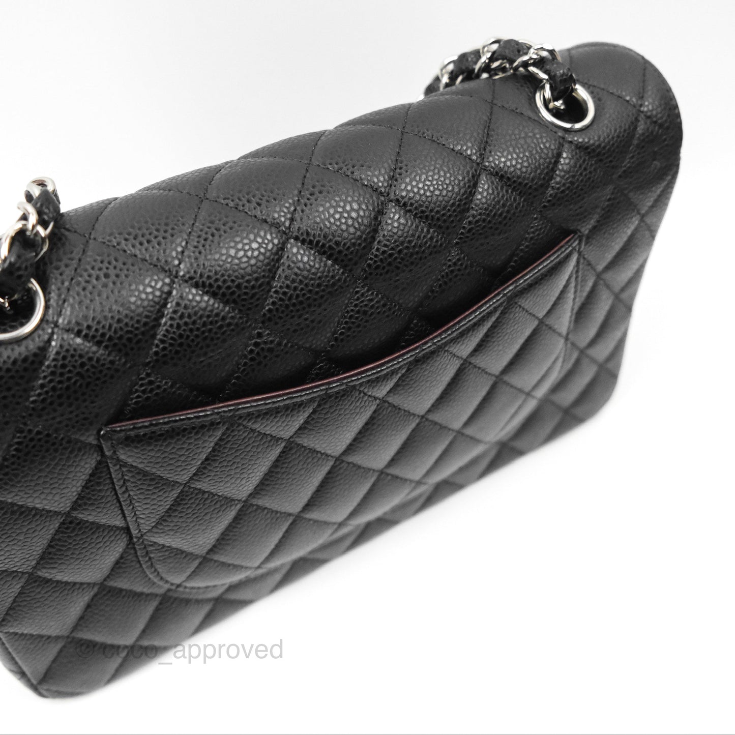 Chanel Classic M/L Medium Flap Quilted Black Caviar Silver Hardware