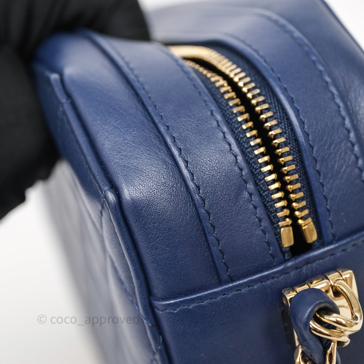 Chanel CC Octagon Camera Case Lambskin Navy Gold Hardware