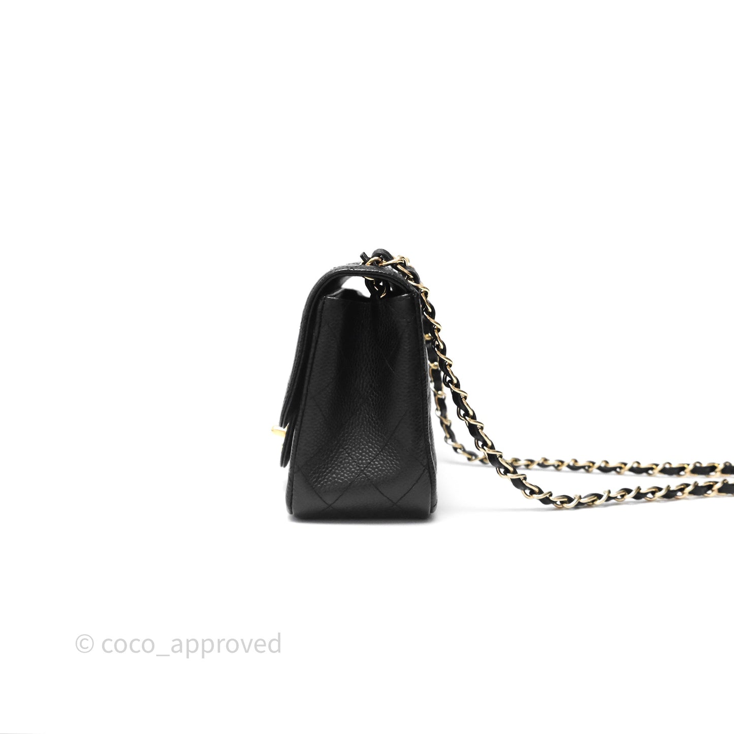 Chanel Vintage Mini Square Flap Quilted Black Caviar 24K Gold Hardware