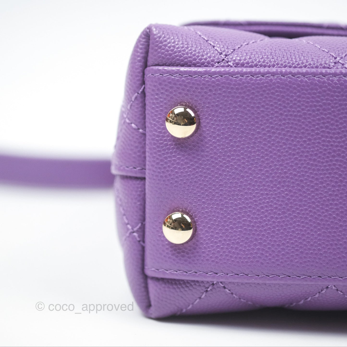 Chanel Quilted Mini Coco Handle Caviar Purple Gold Hardware