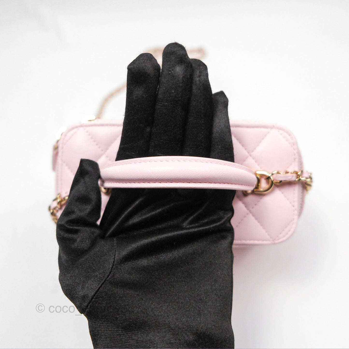 Chanel Vanity Rectangular Top Handle Pink Lambskin Gold Hardware