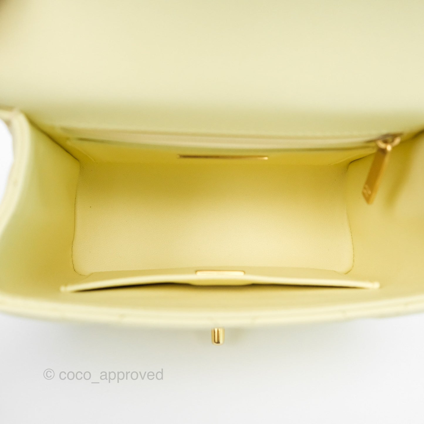 Chanel Crush Top Handle Flap Bag Yellow Lambskin Aged Gold Hardware