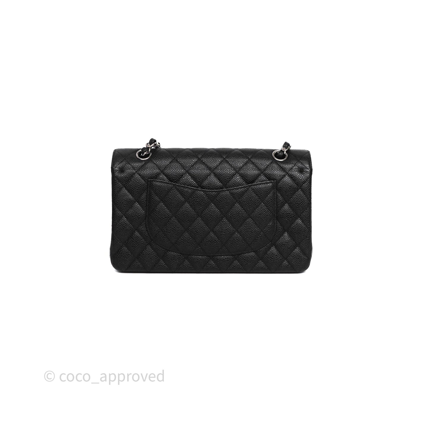 Chanel Classic M/L Medium Flap Quilted Black Caviar Silver Hardware