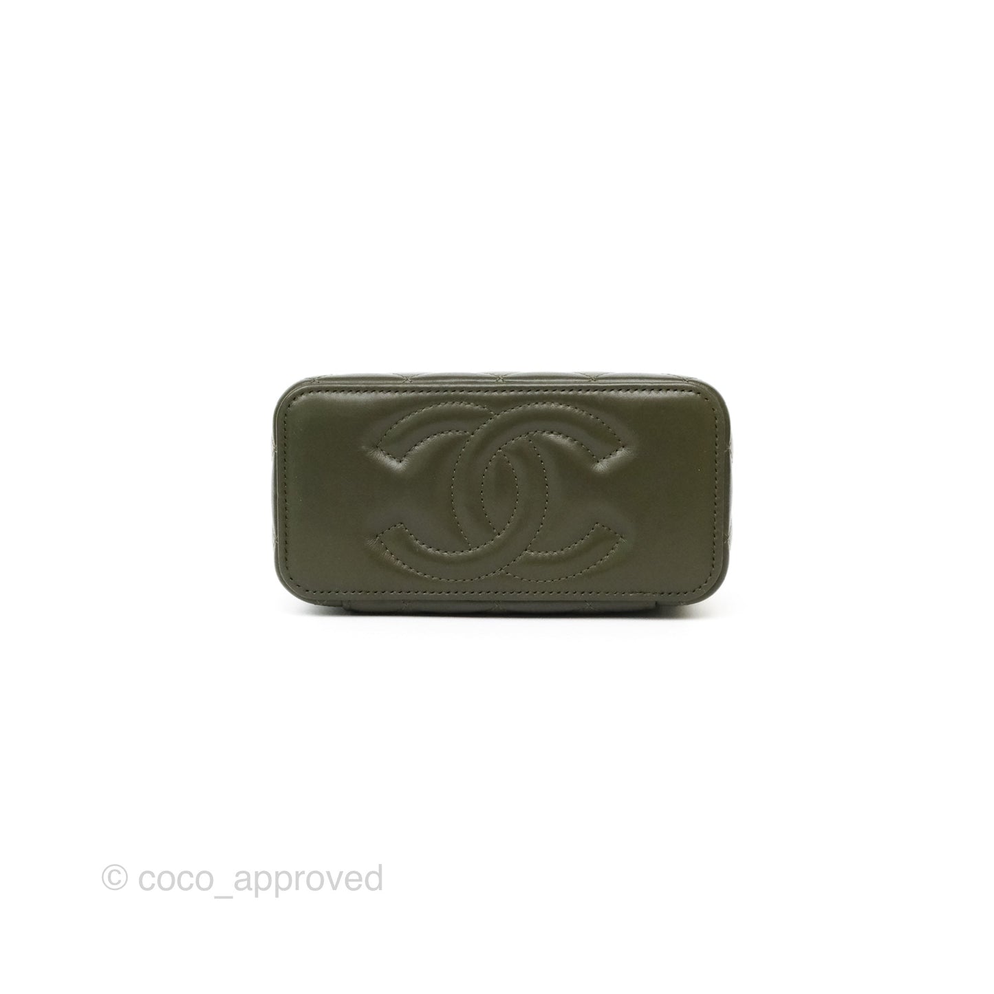 Chanel All Slide Vanity with Adjustable Chain Dark Olive Green Lambskin Aged Gold Hardware