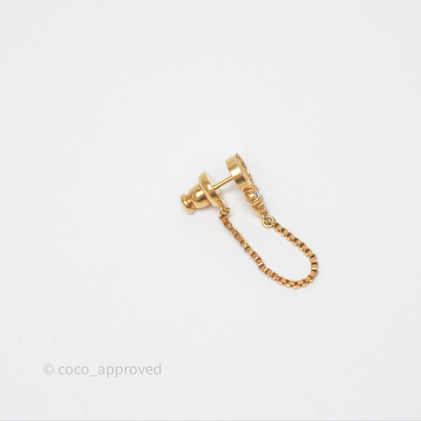 Christian Dior CD Crystal Drop Earrings Gold Tone
