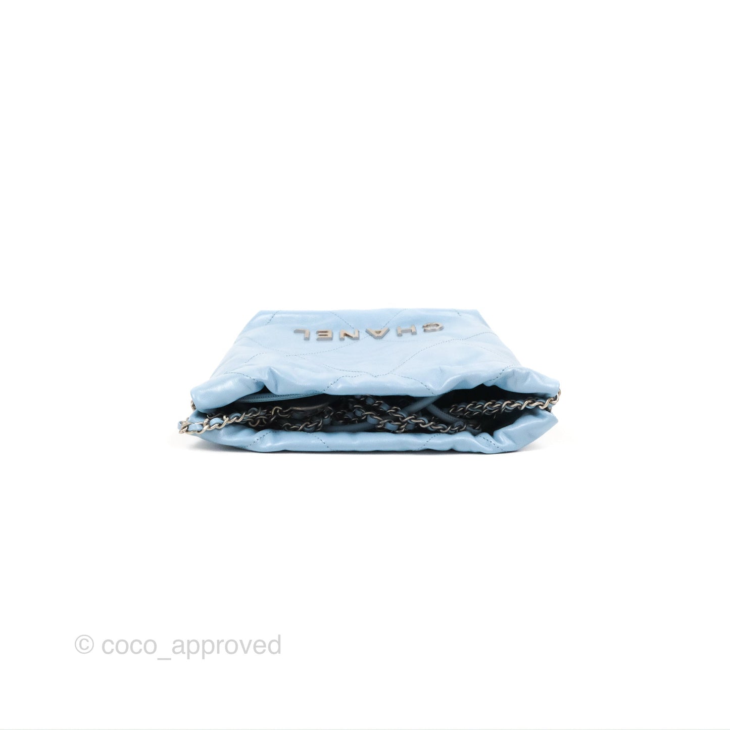 Chanel 22 Mini Bag Light Blue Crumpled Calfskin