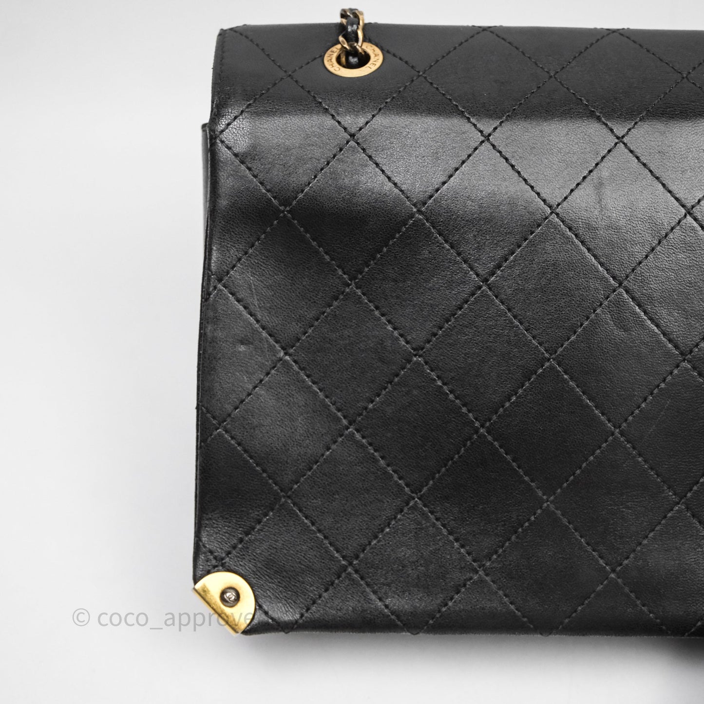 Chanel Quilted Flap Bag Black Calfskin Aged Gold Hardware