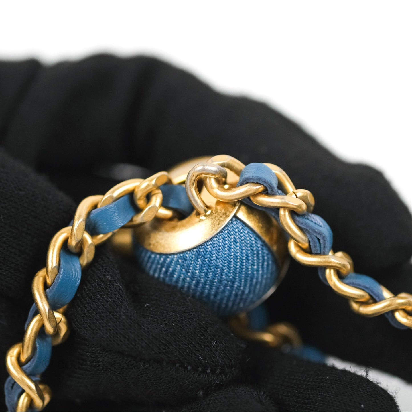 Chanel Mini Pearl Crush Vanity With Chain Denim Aged Gold Hardware