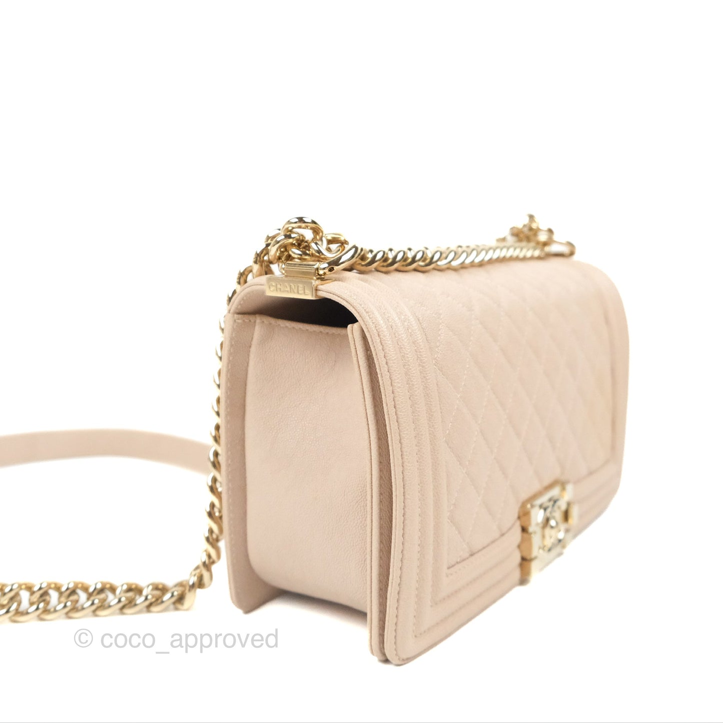 Chanel Quilted Medium Boy Dusty Pink Caviar Gold Hardware