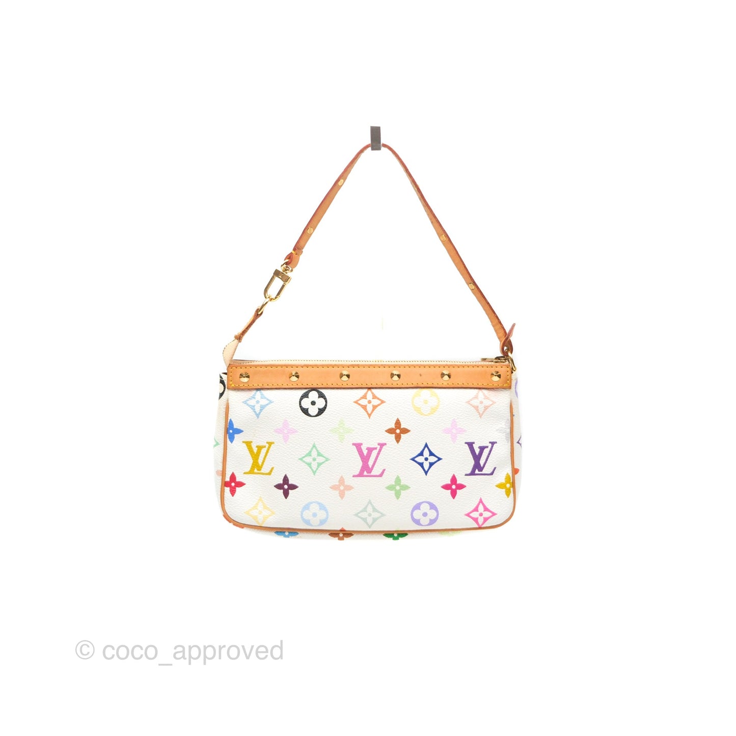Louis Vuitton x Takashi Murakami Pochette White Rainbow Monogram
