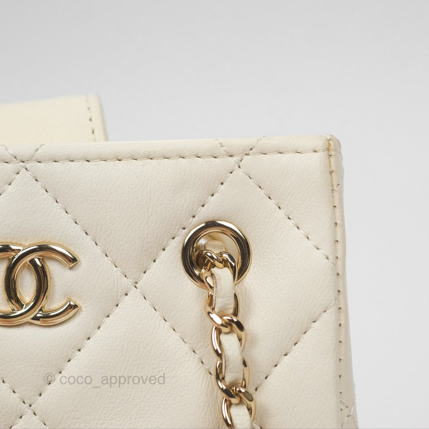 Chanel Mini Square Clutch with Chain Ivory Lambskin Gold Hardware 22C